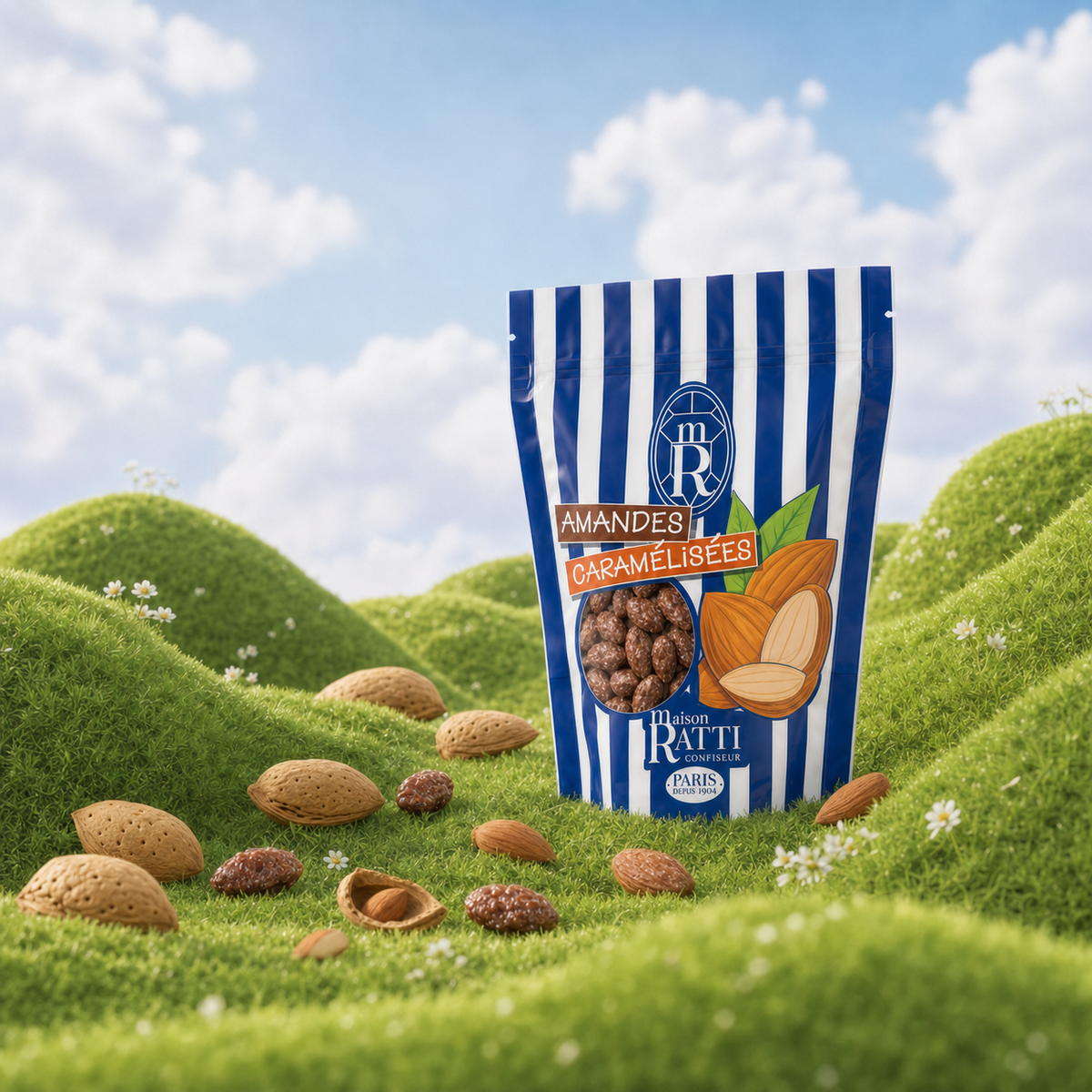 Maison Ratti Chouchou Almond, styled on a natural backdrop