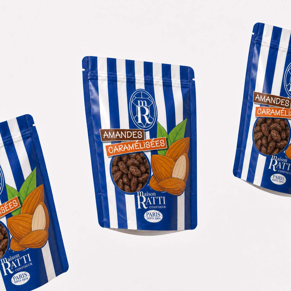Maison Ratti Chouchou Almond, pouches in a styled scene