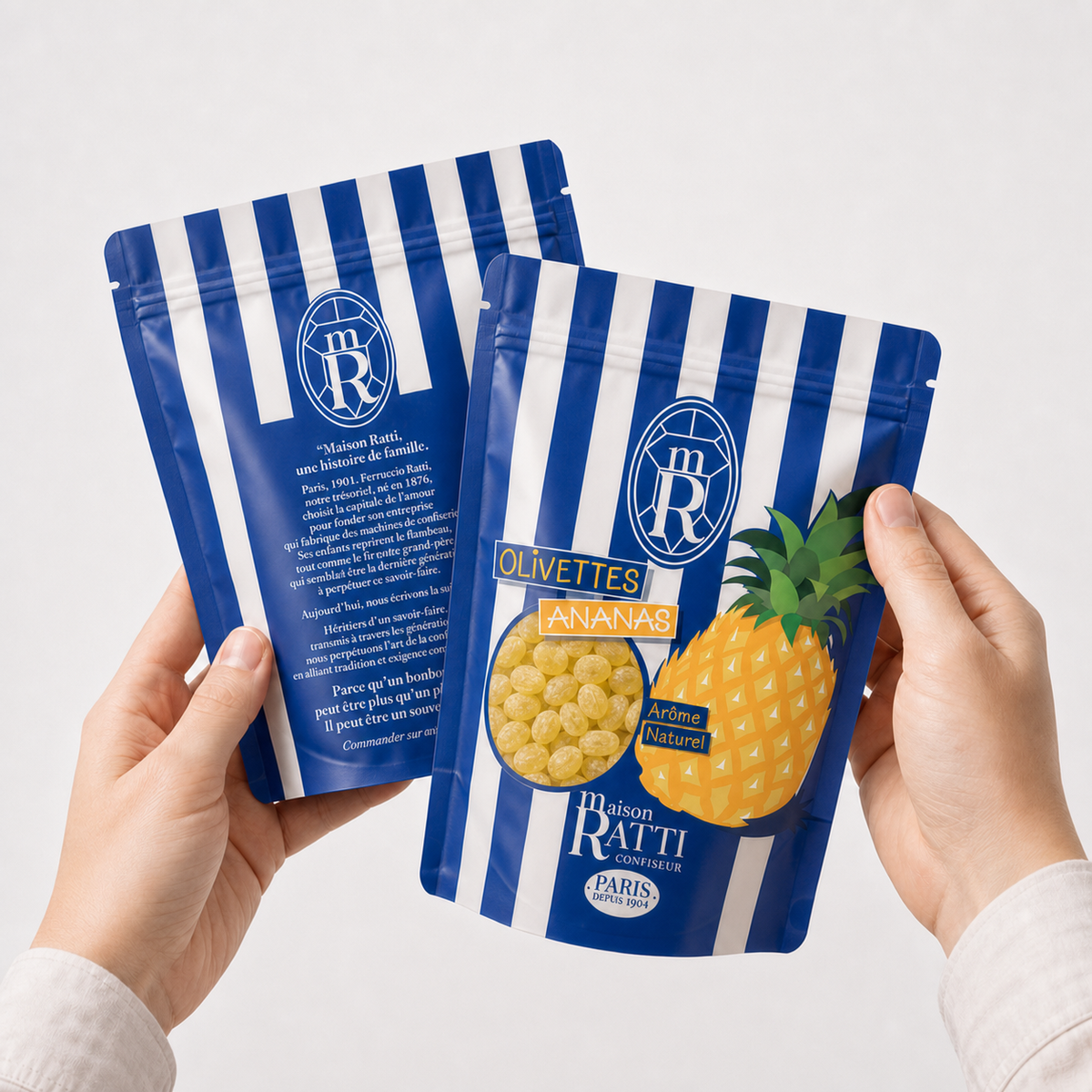 Maison Ratti Olivette Pineapple, held in the hands