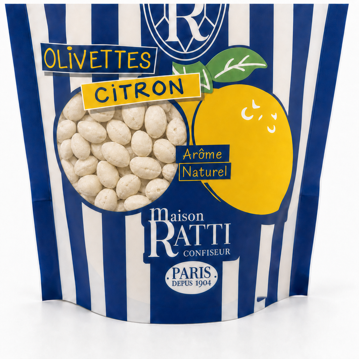Maison Ratti Olivette Lemon, close-up of the pouch window