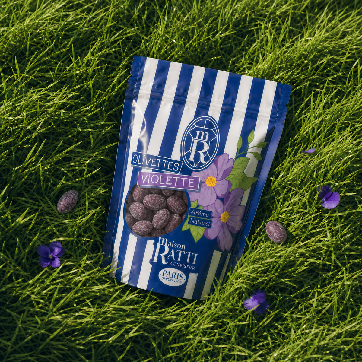 Maison Ratti Olivette Violet, styled, top-down view
