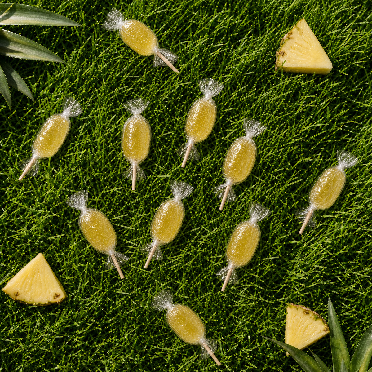 Maison Ratti Pineapple Lollipop, styled, top-down view