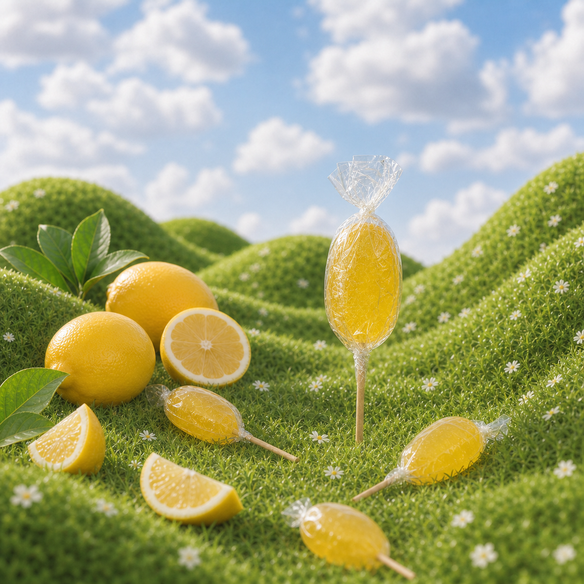 Maison Ratti Lemon Lollipop, styled on a natural backdrop