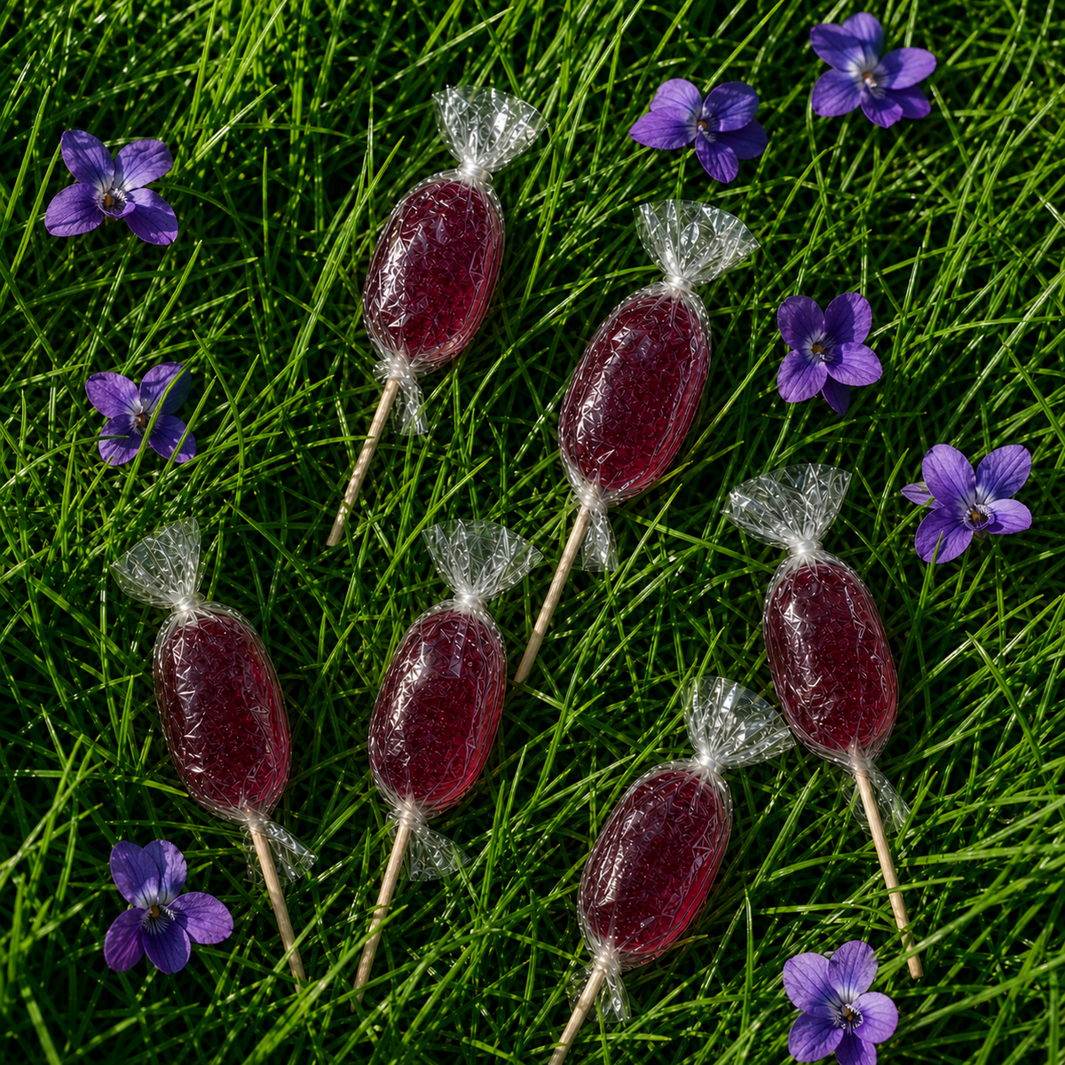 Maison Ratti Violet Lollipop, styled, top-down view